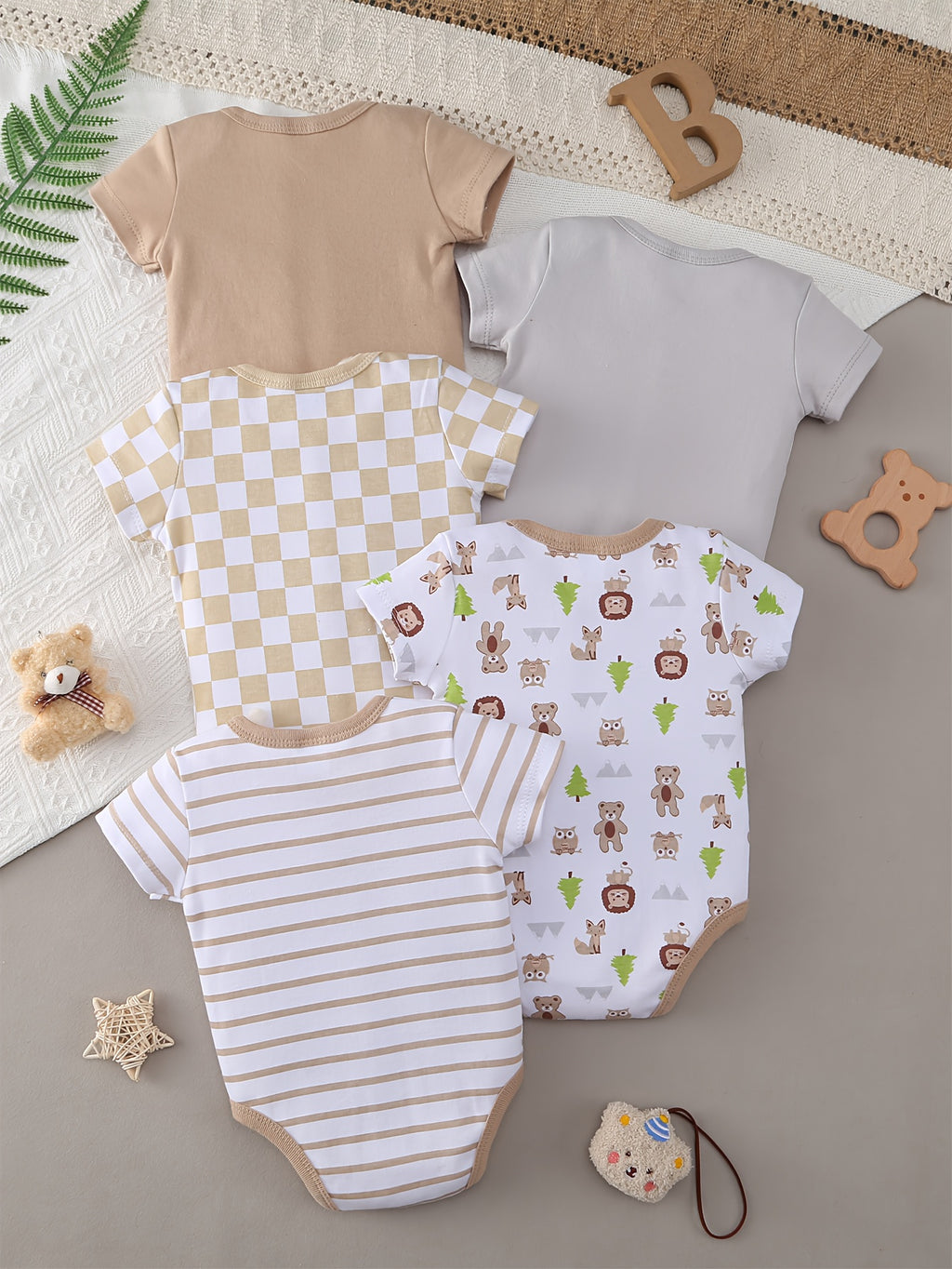 Newborn Unisex Triangle Romper Crawling Outfit, Cute Style 5pcs Set for All Seasons (Spring, Summer, Autumn, Winter), Perfect for Outdoor