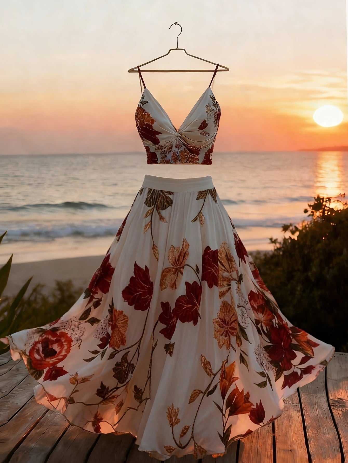 Women's Floral Print Camisole and Mini Skirt 2pcs Set for Stylish Vacation Outfits
