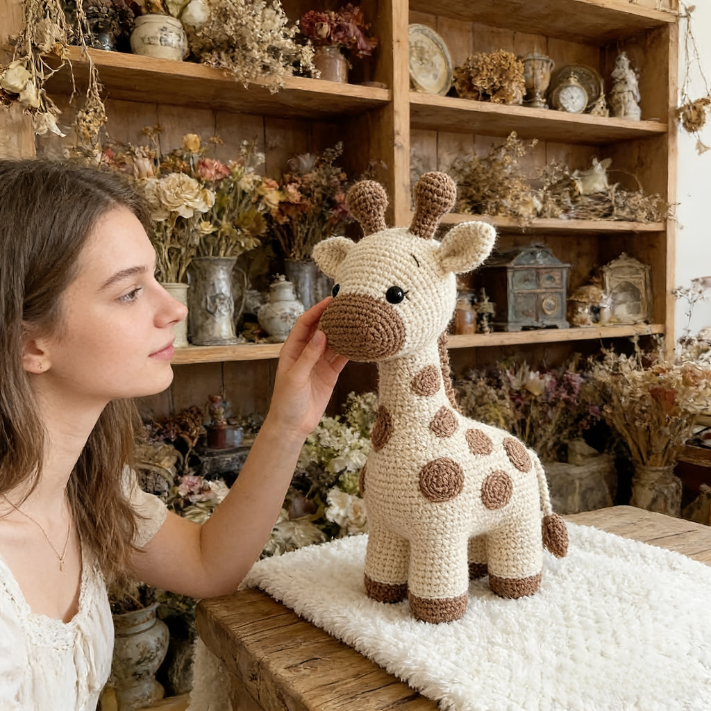 1pc Cute Giraffe Crochet Material Kit, Creative Crochet, Suitable for Crochet Enthusiasts, Desktop Ornament, Bag Charm, Home Decor, Ideal Gift for Friends Or Family on Birthdays, Valentine's Day, Mother's Day, Father's Day, Easter, Halloween