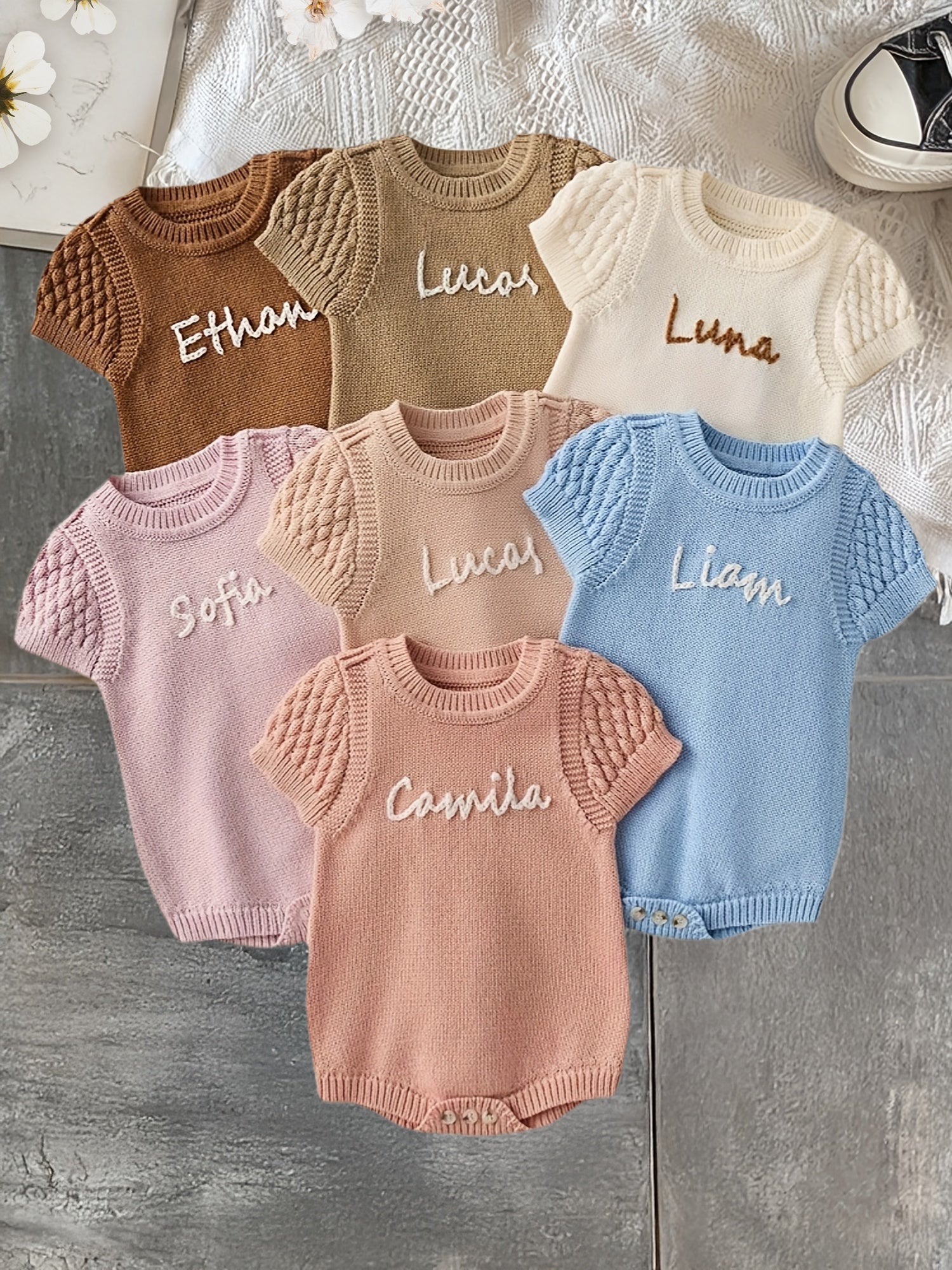 Four Seasons Cute Unisex Fabric Hand- Custom Short-Sleeve Triangle Belly-Support Romper, Solid Color Onesie, Perfect for Outdoor