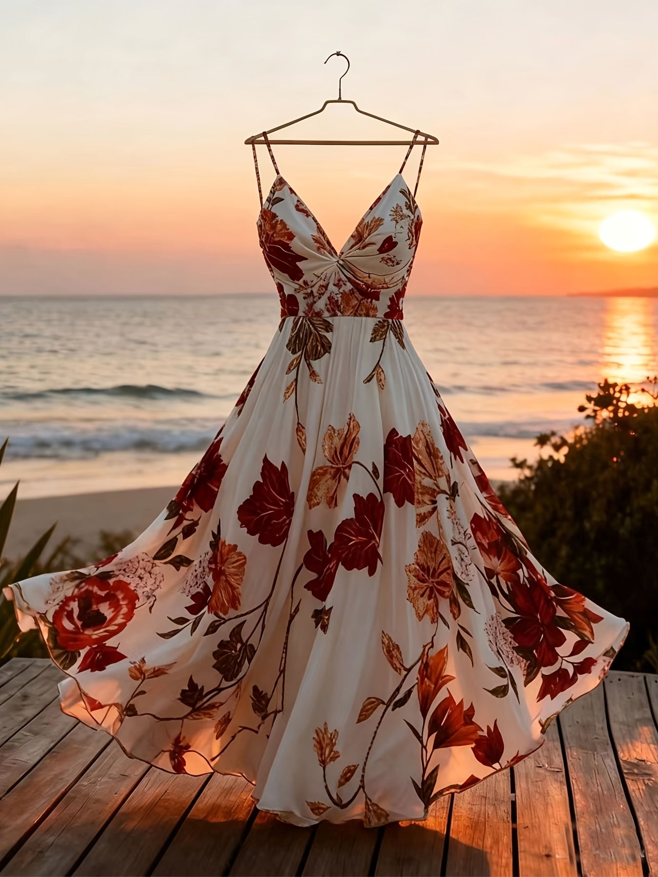 [ASD1] Women'S Floral Print Sleeveless Dress, Casual Holiday Style