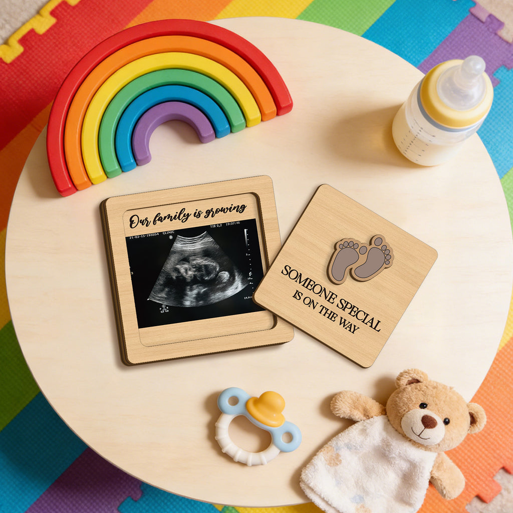 2D Flat - 1pc Wooden Family Growth Announcement Box, Compact Decorative, Theme of Special Person'S Arrival, Pregnancy Reveal Keepsake, Family Decor Sign, 2D Flat