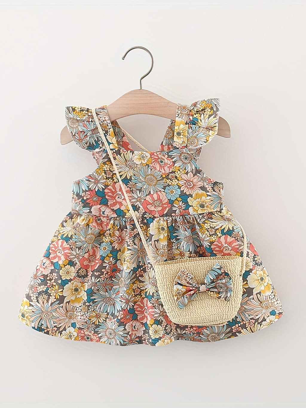Dress And Bag 2pcs/Set, Vintage Baby Girl Dresses Summer Thin, Toddler Kids Sleeveless Infant Children Clothes 0 to 3 Years Old