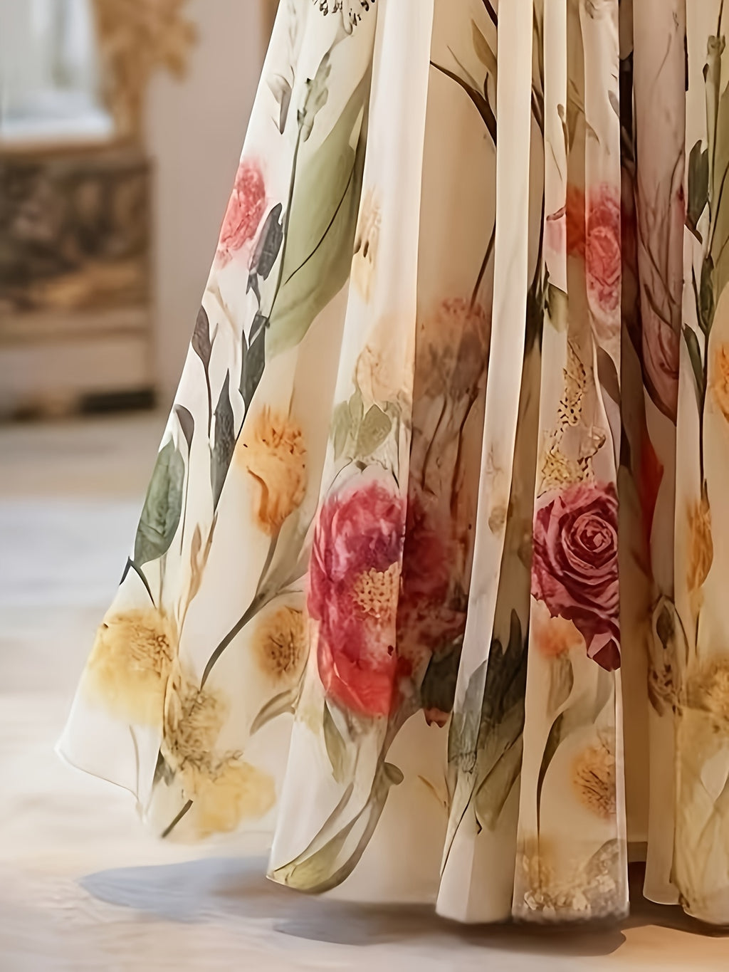 [Elegant Women's Skirt] Women's Elegant Printed Mid-Length A-Line Skirt - Spring and Summer Layered Tulle Skirt - Daily Wear Outing Travel - Suitable for Casual and Formal Attire - Can Be Worn in All Four Seasons