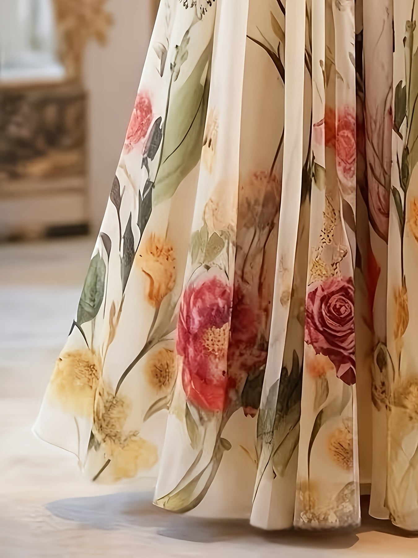 [Elegant Women's Skirt] Women's Elegant Printed Mid-Length A-Line Skirt - Spring and Summer Layered Tulle Skirt - Daily Wear Outing Travel - Suitable for Casual and Formal Attire - Can Be Worn in All Four Seasons