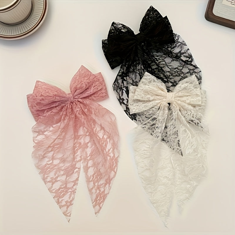 6pcs Set of Elegant Lace Bow Hair Clips, Suitable for Weddings, Parties, Daily Use, Valentine's Day Gifts, Women's Hair Accessories, Durable Hair Clips