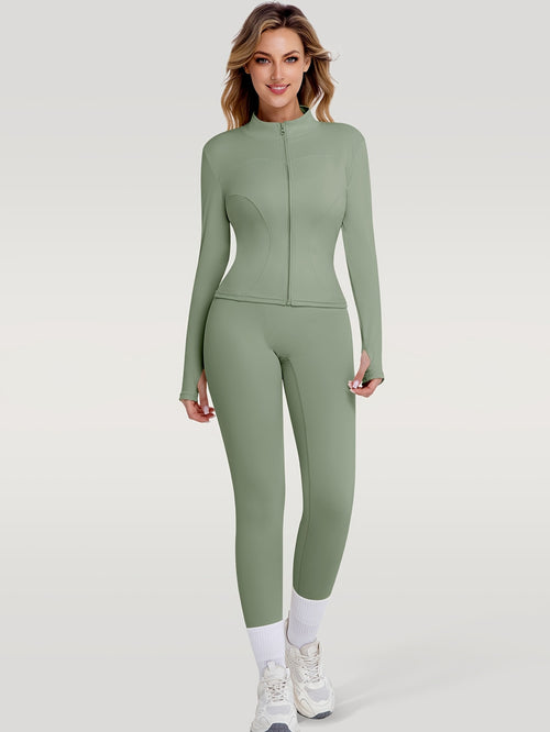 2pcs High-Stretch Women's Yoga Set - New Fashionable and Figure-Hugging Yoga Jacket and Pants, Breathable and Comfortable Women's Sportswear Set, Women's Yoga Apparel, Suitable for Pilates Training as Well as Outdoor Running and Cycling, Gym Running