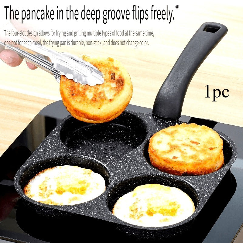 4-In-1 Mini Egg Cooker, Non-Stick Single Handle Frying Pan, Dishwasher Safe, Compatible with Electric Coil Stoves, Versatile Kitchen Gadget for Pancakes, Eggs, And More, Thanksgiving, Christmas Gifts, Family Dinners, 4 Holes 20Cm