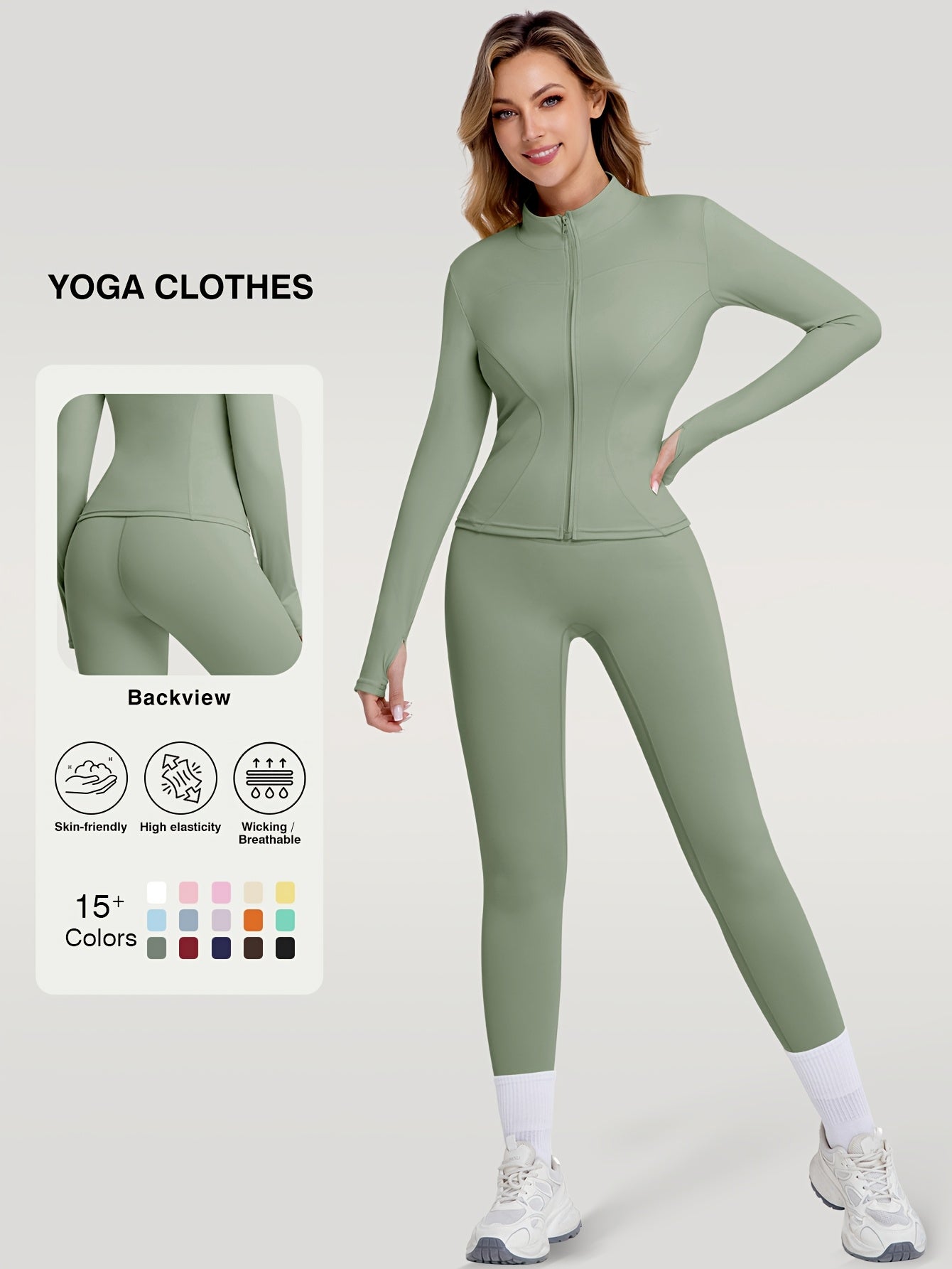 2pcs High-Stretch Women's Yoga Set - New Fashionable and Figure-Hugging Yoga Jacket and Pants, Breathable and Comfortable Women's Sportswear Set, Women's Yoga Apparel, Suitable for Pilates Training as Well as Outdoor Running and Cycling, Gym Running