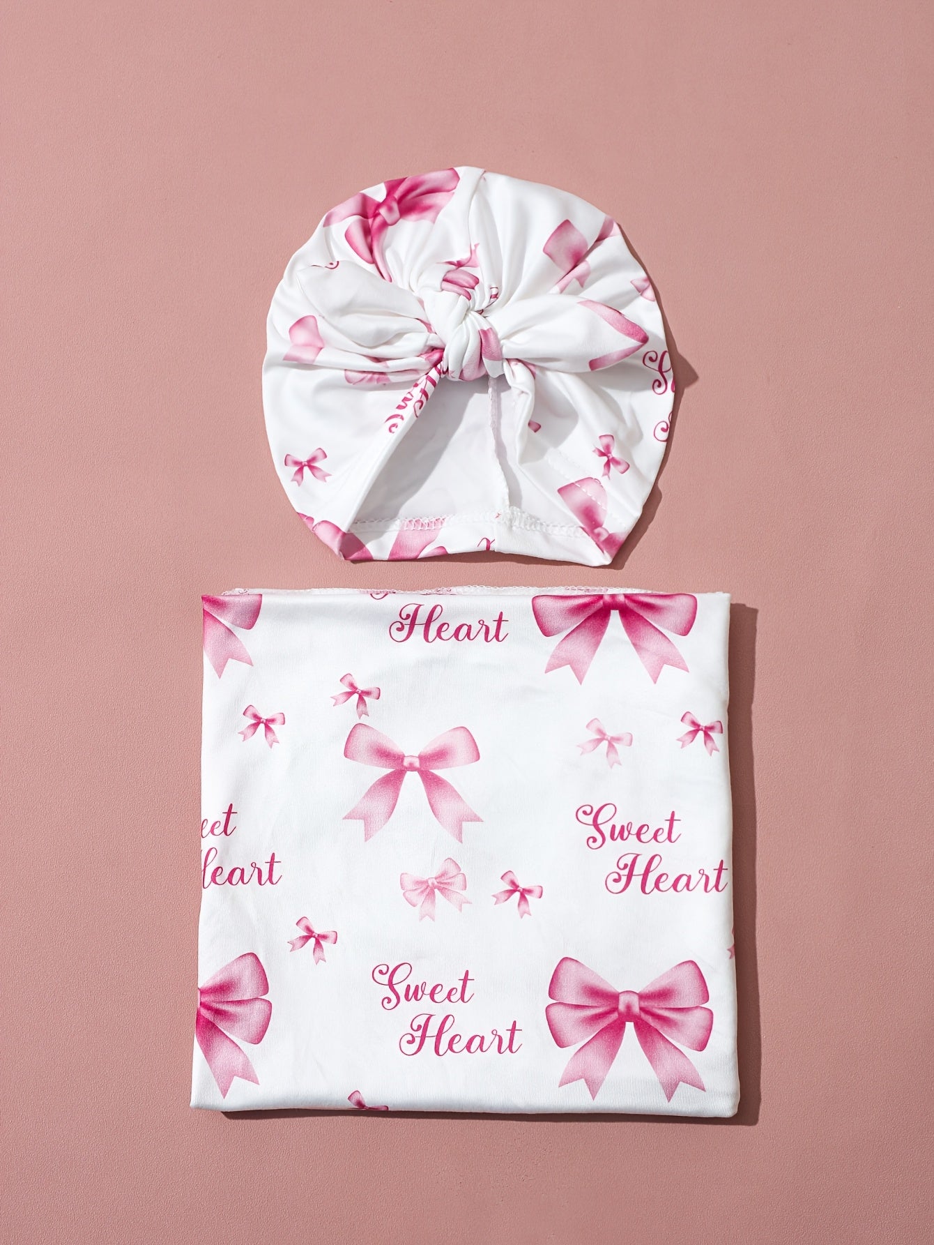 2pcs of Baby Swaddling Blankets and Hats, Suitable for Newborn Girls and Boys, Neutral Swaddling Blankets Suitable for Newborns, Soft and Skin-friendly, 81.28*81.28 cm (bowknot Series)
