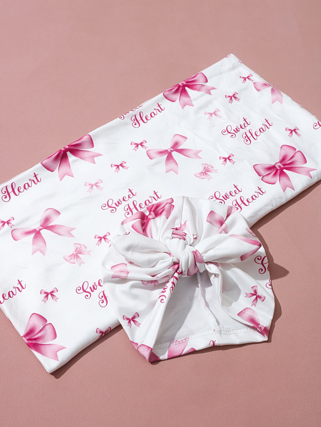2pcs of Baby Swaddling Blankets and Hats, Suitable for Newborn Girls and Boys, Neutral Swaddling Blankets Suitable for Newborns, Soft and Skin-friendly, 81.28*81.28 cm (bowknot Series)