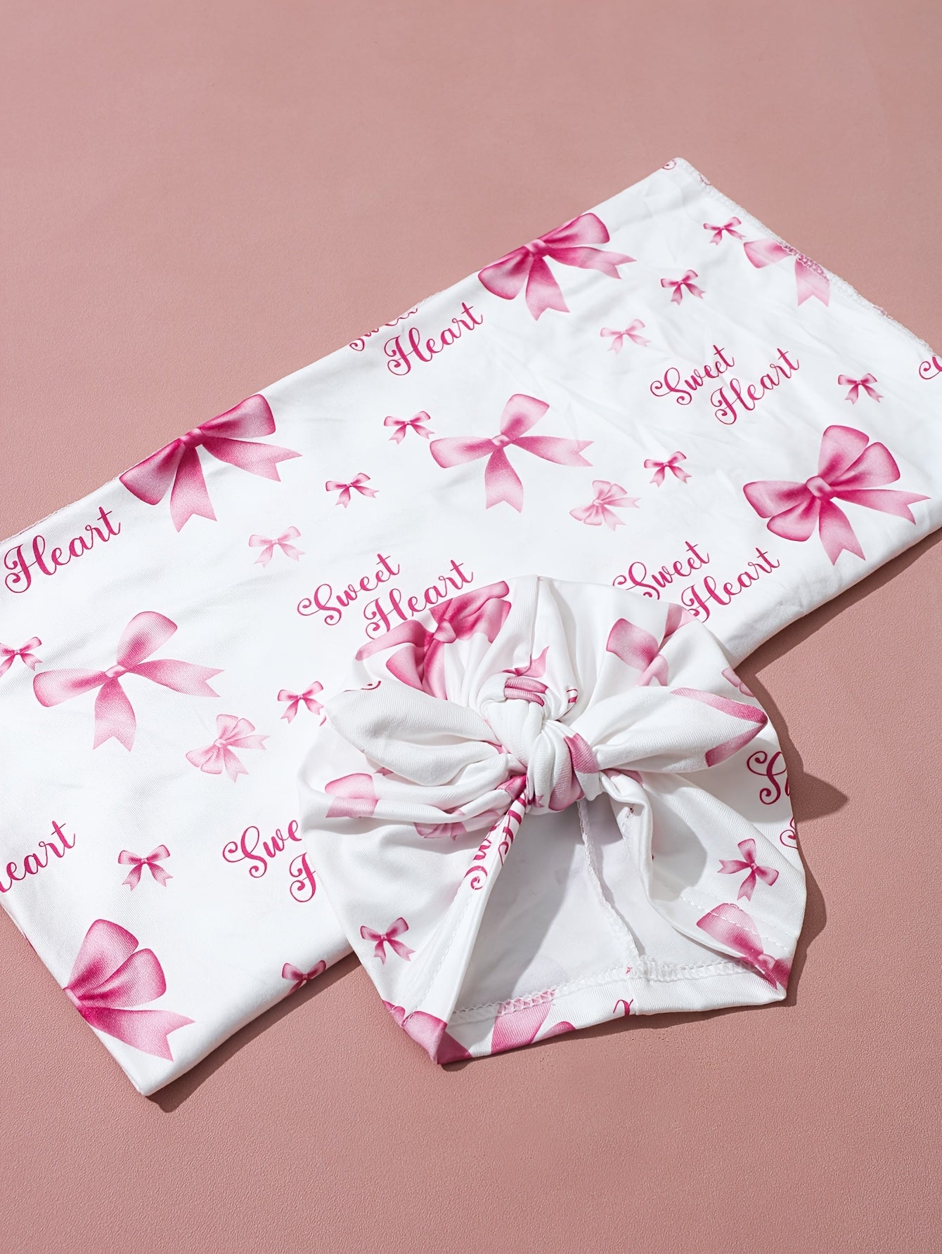 2pcs of Baby Swaddling Blankets and Hats, Suitable for Newborn Girls and Boys, Neutral Swaddling Blankets Suitable for Newborns, Soft and Skin-friendly, 81.28*81.28 cm (bowknot Series)
