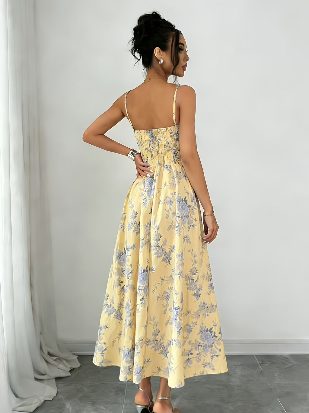 Elegant Printed Bohemian-style High-slit Zipper Dress for Women, Suitable for Weddings, Spring/summer Vacations, and Other Occasions, Elegant and Charming
