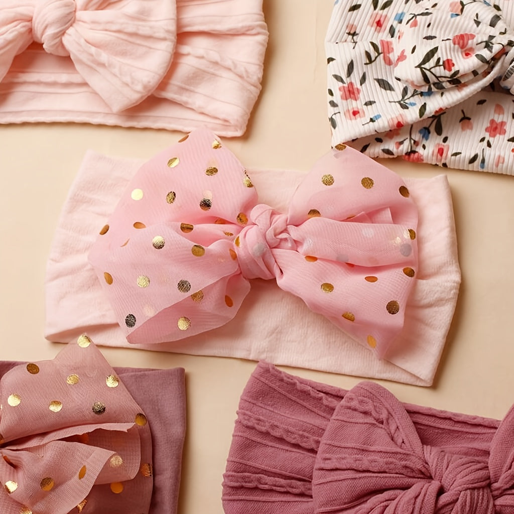 6pcs/Set of Solid Color Soft Stretch Nylon Baby Headbands for Daily Wear for Babies Aged 0 to 3 Years Old for Valentine'S Day