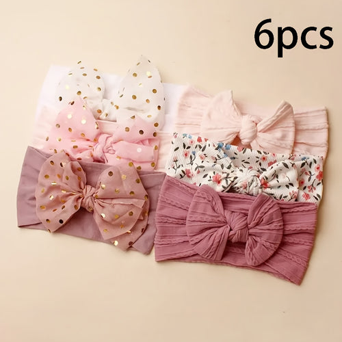 6pcs/Set of Solid Color Soft Stretch Nylon Baby Headbands for Daily Wear for Babies Aged 0 to 3 Years Old for Valentine'S Day