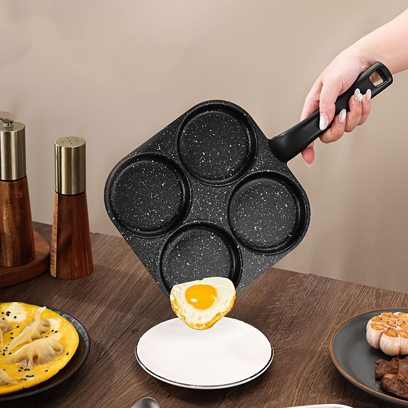 4-In-1 Mini Egg Cooker, Non-Stick Single Handle Frying Pan, Dishwasher Safe, Compatible with Electric Coil Stoves, Versatile Kitchen Gadget for Pancakes, Eggs, And More, Thanksgiving, Christmas Gifts, Family Dinners, 4 Holes 20Cm
