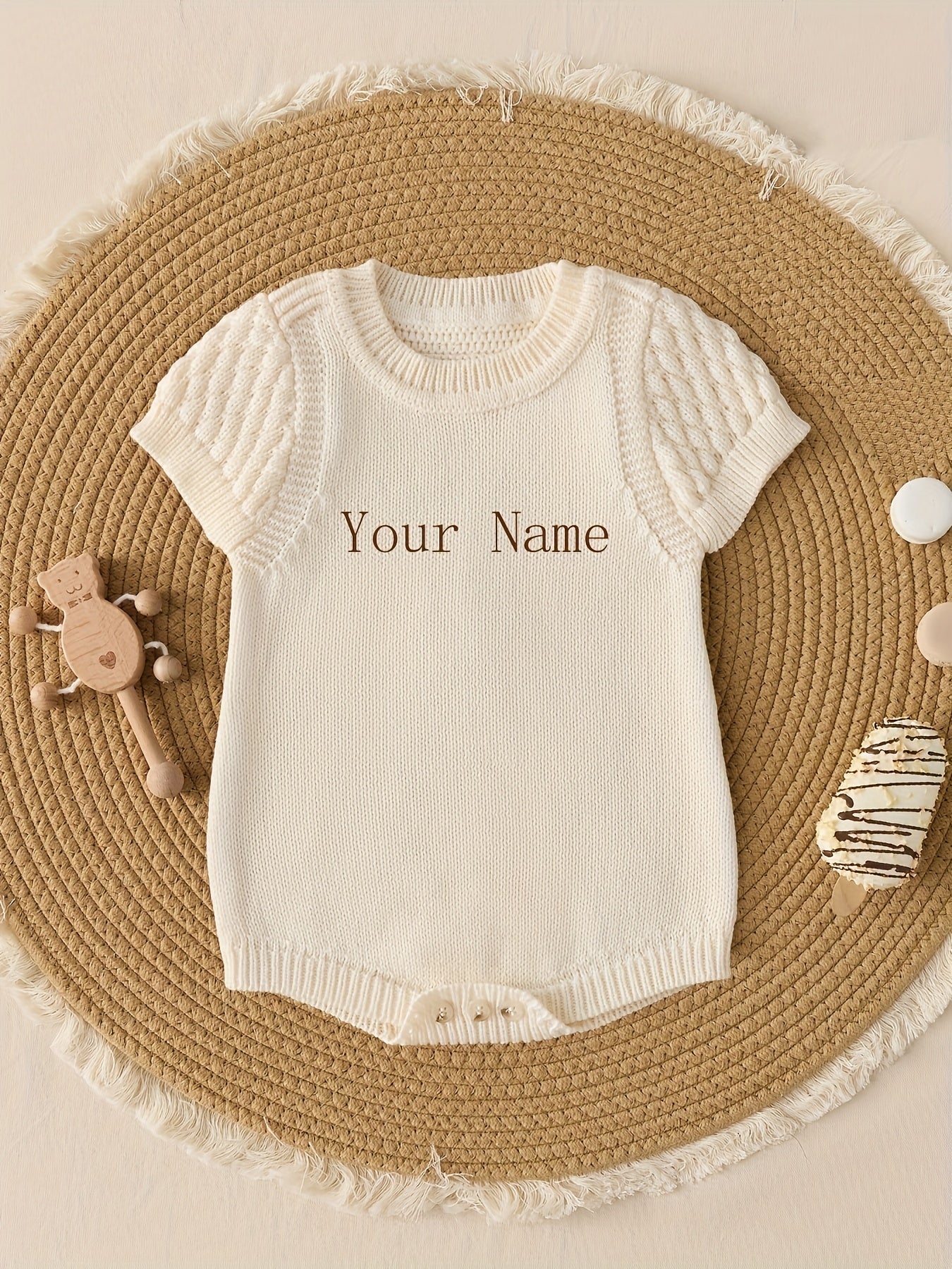 Four Seasons Cute Unisex Fabric Hand- Custom Short-Sleeve Triangle Belly-Support Romper, Solid Color Onesie, Perfect for Outdoor