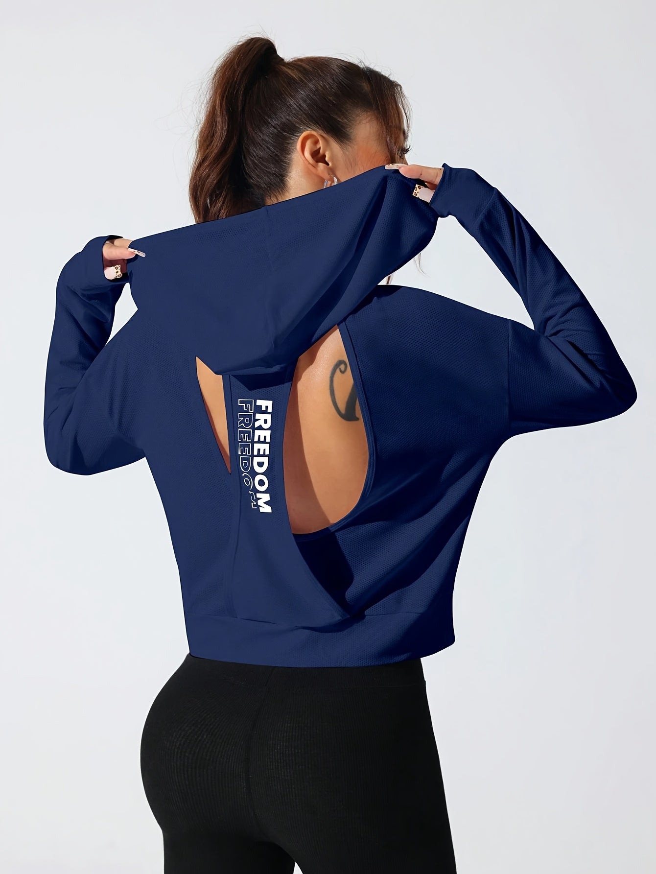 American-style Versatile Sporty Hooded Long-sleeve Top