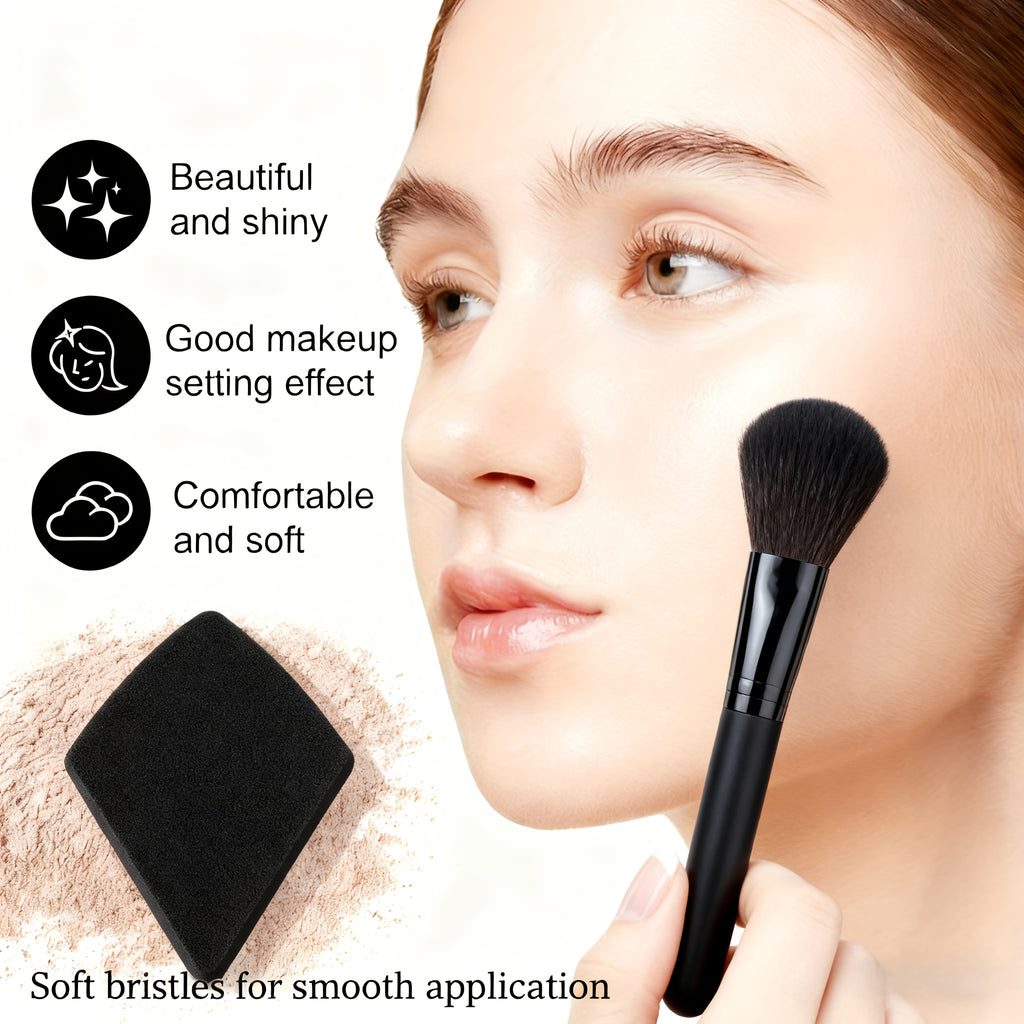 Complete 16pcs Makeup Brush Set with Storage Pouch + 2 Makeup Sponges, Full Set for Foundation, Contouring, Eye, and Lip Makeup, Enhances Makeup Finish Precision, Ideal Holiday Gift Set