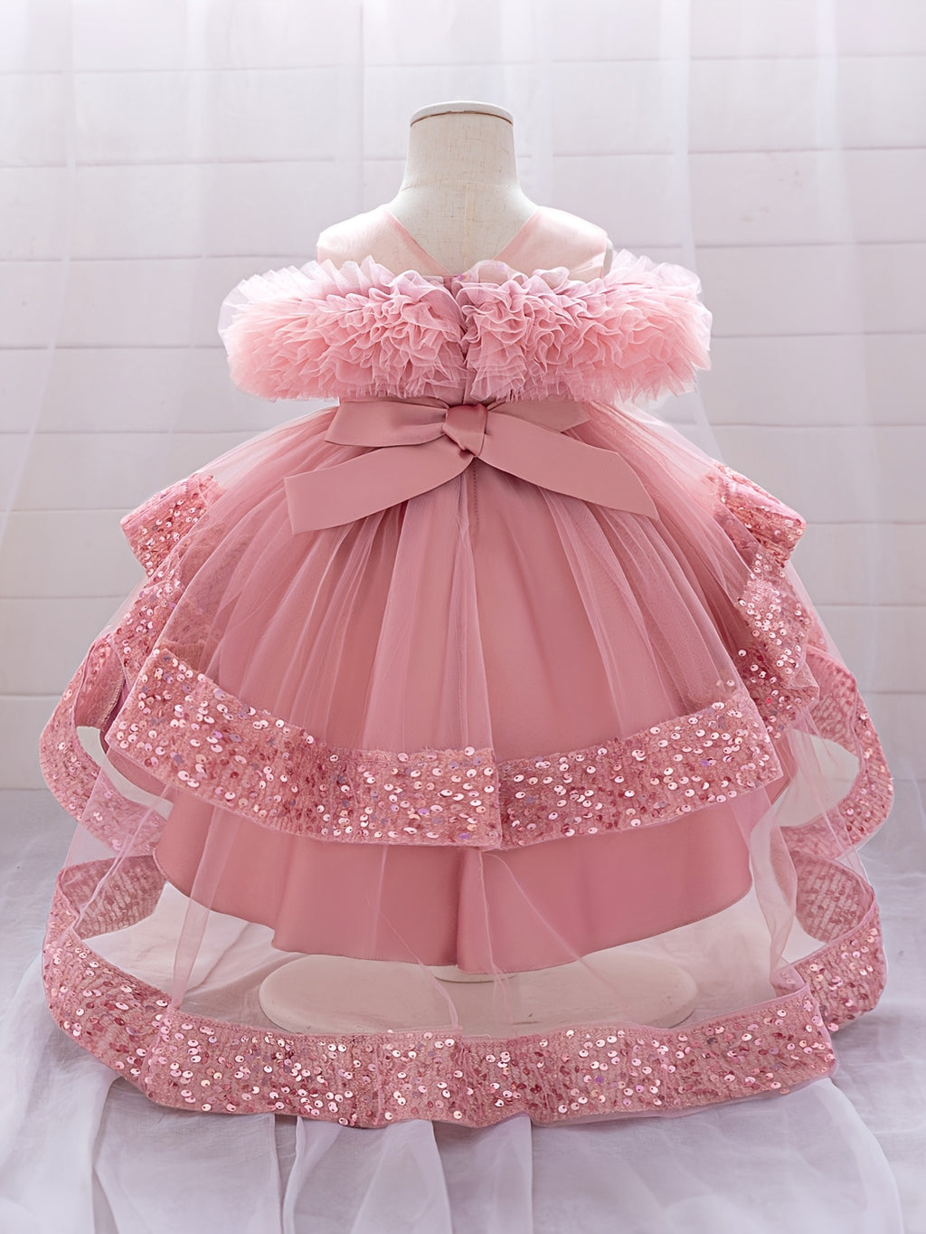 Children's High-End/Pre-Measure Skirt Length/Flower Girl Dress/Infant Layered Sequin Dress/for Birthday Banquets