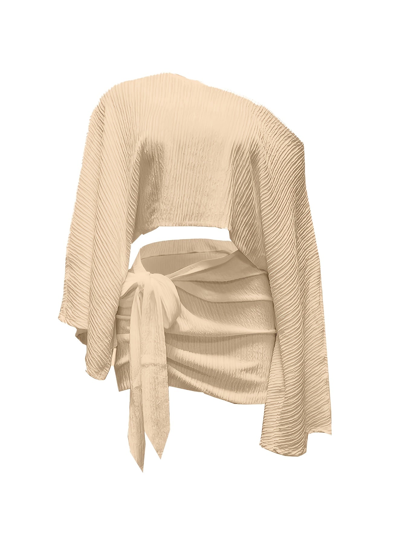 Women's Summer Versatile Elegant Off-Shoulder Top and Skirt 2pcs Set, Cross-Back Top, Fashionable Vacation and Date Outfit Set, Versatile Women's Top, Women's Summer Clothing, Summer Women's Apparel, Base Layer, Dress, Pullover, Long-Sleeve Top