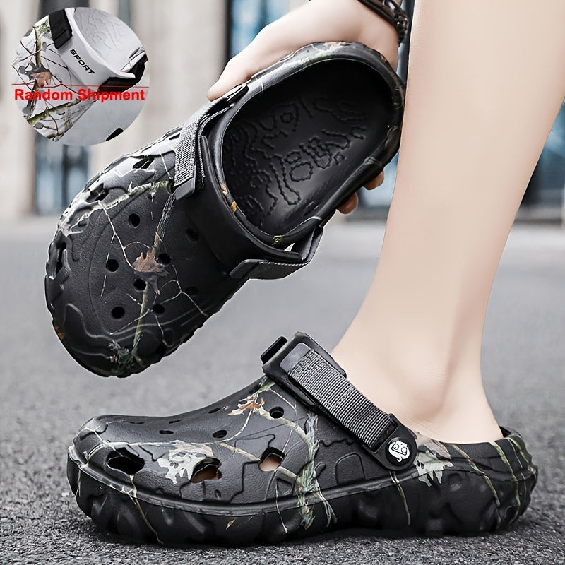 Men's Summer Thick-Soled Beach Slippers, EVA Material, Soft Mules, Non-Slip and Wear-Resistant, for Outdoor Wear, Beach and Driving Sandals, Men's Slippers Clogs, Garden Shoes, Women's Same Style Mules, Detachable Laces, Adjustable Lace Length